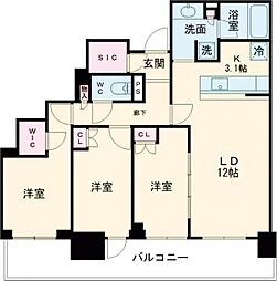 シティタワー国分寺ザ・ツイン　ウエスト 22階3LDKの間取り