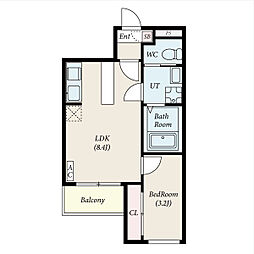 ｆｉｋａ庄内緑地公園 1階1LDKの間取り