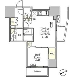 ザ・パークハビオ大森山王 11階1LDKの間取り