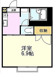 国立クインテット 1階1Kの間取り