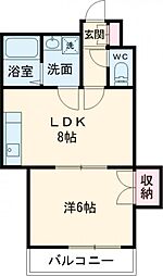 メゾン宮本 2階1LDKの間取り