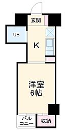 露橋ロイヤルハイツＩ 4階1Kの間取り