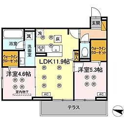 スリーレイヤー柏の葉(Three　Lyaer柏の葉) 103 1階2LDKの間取り