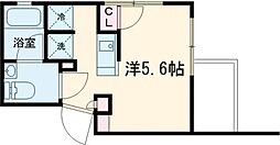 ミレドゥーエ下北沢I 2階ワンルームの間取り