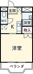 ベルメゾン錦 1階1Kの間取り