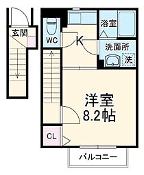 メゾン悠 2階1Kの間取り