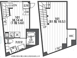 パークサイド戸越公園 地下1階1DKの間取り