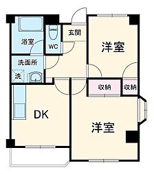 センチュリーコート緑 2階2DKの間取り