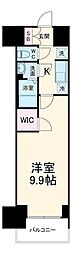 プレサンス丸の内リラティ 2階1Kの間取り