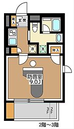 （仮称）Sonorite池之端 3階1Kの間取り