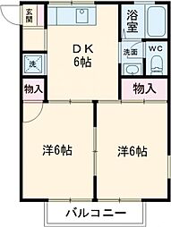 梅苑ハイツ 2階2DKの間取り