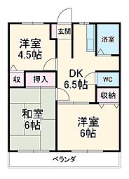 ウッドベル 1階3DKの間取り