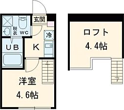 クレスト小岩 2階ワンルームの間取り
