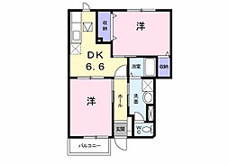 JR常磐線 土浦駅 バス13分 岡崎下車 徒歩5分の賃貸アパート 1階2DKの間取り