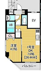 カイテキースV 2階1DKの間取り