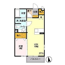 ホワイトミーティア 1階1LDKの間取り