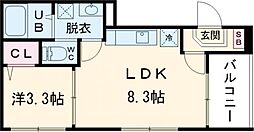 ハーモニーテラス花園寺ノ内町 201 2階1LDKの間取り