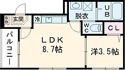 ハーモニーテラス花園寺ノ内町 302 3階1LDKの間取り