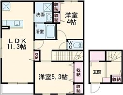 ＭＩＷＡ−ＦＩＣＡＳＡ 2階2LDKの間取り