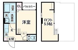 IMPERIAL　RESIDENCE塚本 2階1Kの間取り