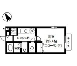 クレール弥生 1階1Kの間取り