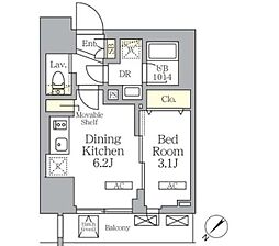 プライムガーデン大森 11階1DKの間取り