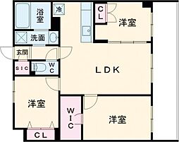 メゾンドオンディーヌ 3階3LDKの間取り