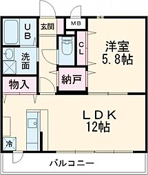 Ｌａ　Ｎｏｎｎａ 3階1LDKの間取り