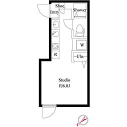 セレブラーレ町屋 2階ワンルームの間取り