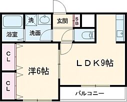 ＡＫＮマンション 4階1LDKの間取り