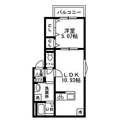 アピス赤羽 3階1LDKの間取り