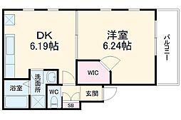 ブリリオ石橋 3階1DKの間取り