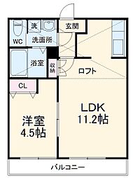 ザ・ファルティ横濱岡村 102 1階1LDKの間取り