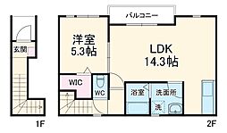 リ−ブルファイン成岩東町 2階1LDKの間取り