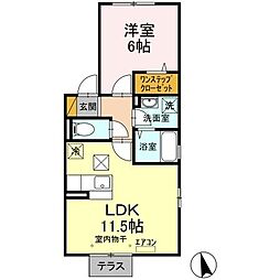 セレーノ西船 1階1LDKの間取り