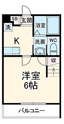Will Grano岩槻 1階1Kの間取り