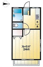 シティハイムプリムラ 2階1Kの間取り