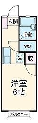 シングルインズ 2階1Kの間取り