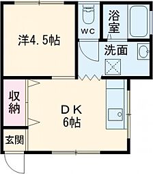 石橋平屋貸家16号棟　連棟 1階1DKの間取り