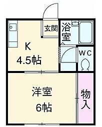 パークピュア小宮IIＢ 1階1Kの間取り