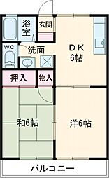 メルベーユ 2階2DKの間取り