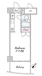 T’s eco川崎 7階ワンルームの間取り