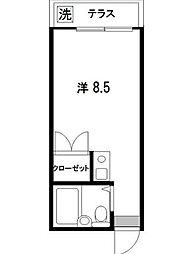 カサベルデ中村 1階ワンルームの間取り