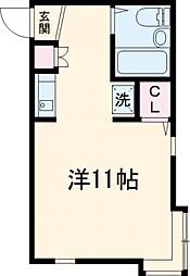 野沢ガーデン 2階ワンルームの間取り