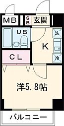 サンライズハイツII 302 3階1Kの間取り