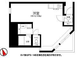 西大井テラス 3階ワンルームの間取り