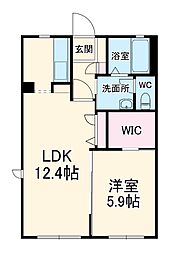 シャーメゾンフィオーレB 1階1LDKの間取り