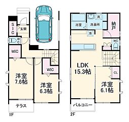 Libla Ｈ棟 1階3LDKの間取り