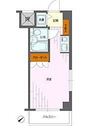 パークノヴァ川崎 4階ワンルームの間取り