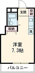 ロジマン菊川 3階ワンルームの間取り